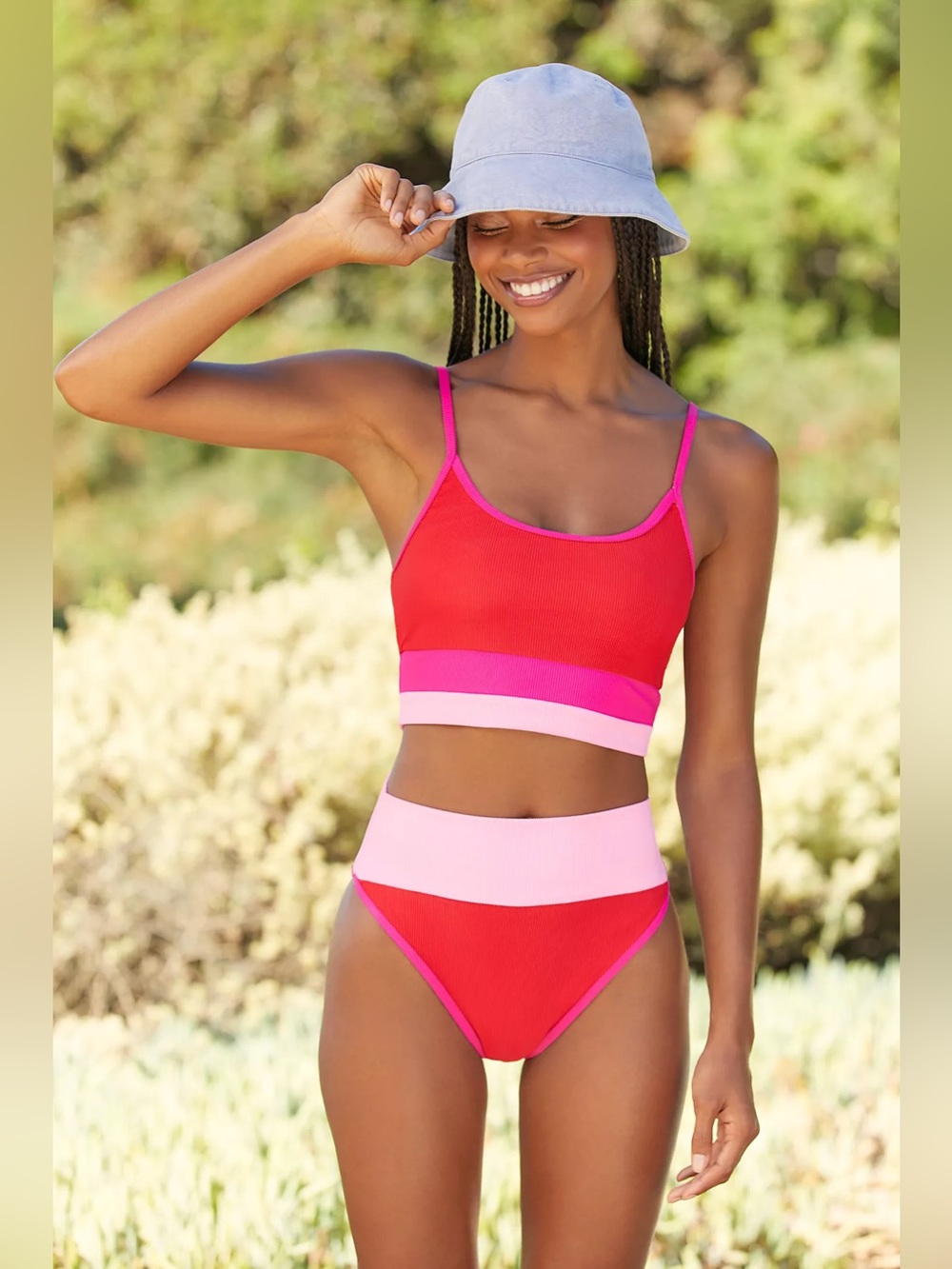 Beach Riot Emmy BIKINI SET Gumdrop Colorblock, Size Small, $196